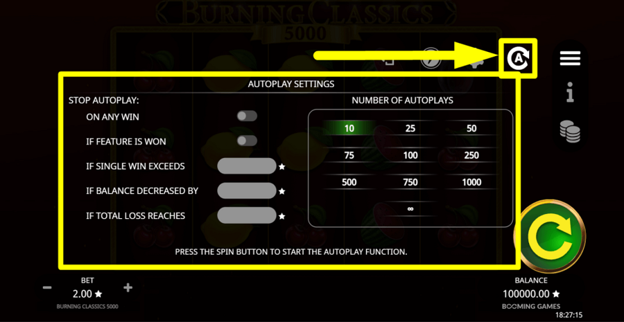 Burning Classics 5000 Autoplay Feature