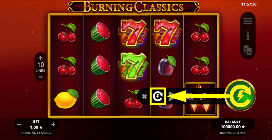 Burning Classics Quick Spin Feature