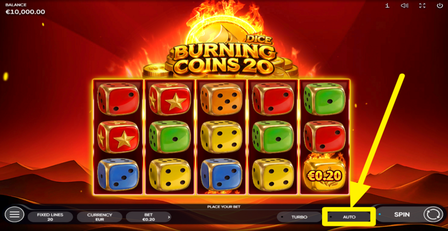Burning Coins 20 Dice Autoplay