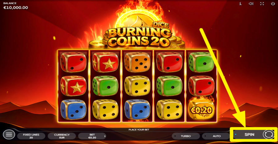 Burning Coins 20 Dice Spin