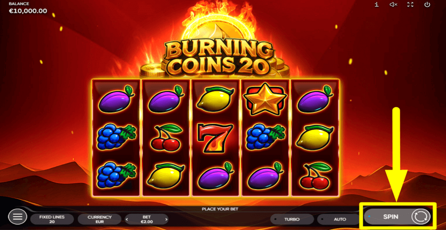 Burning Coins 20 Spin Button