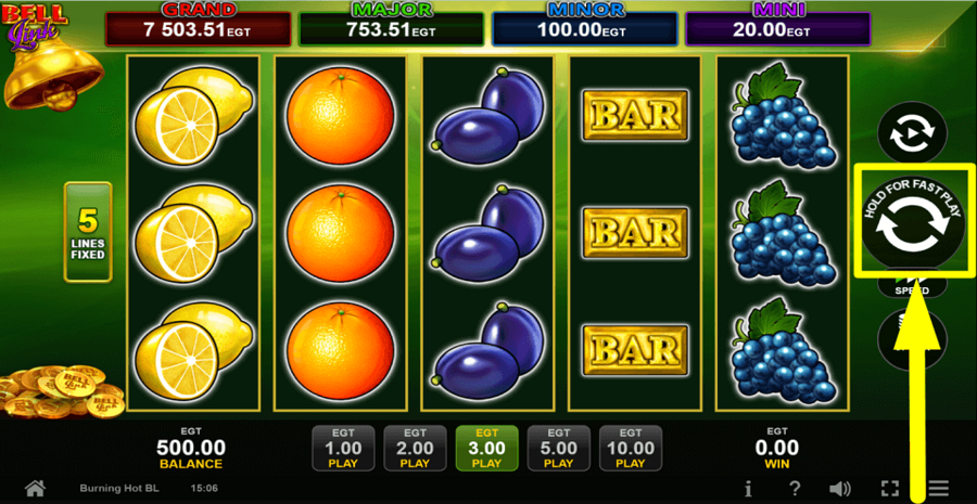 Burning Hot Bell Link Spin Button