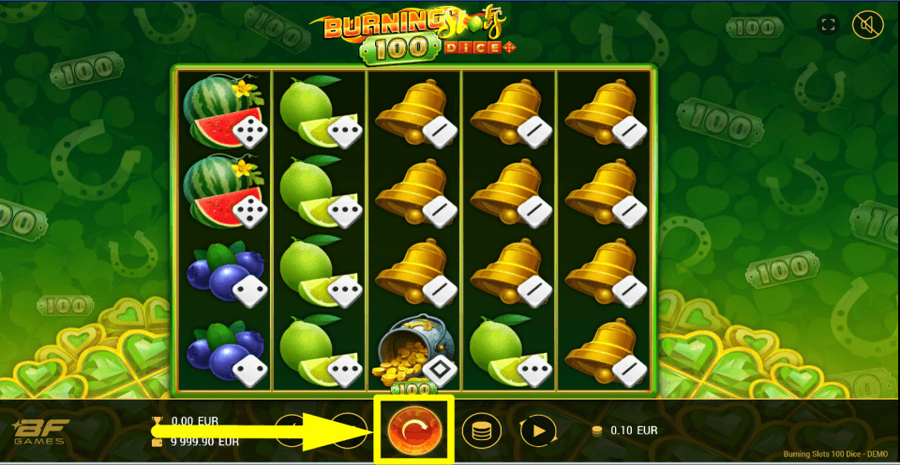 Burning Slots 100 Dice Start Button