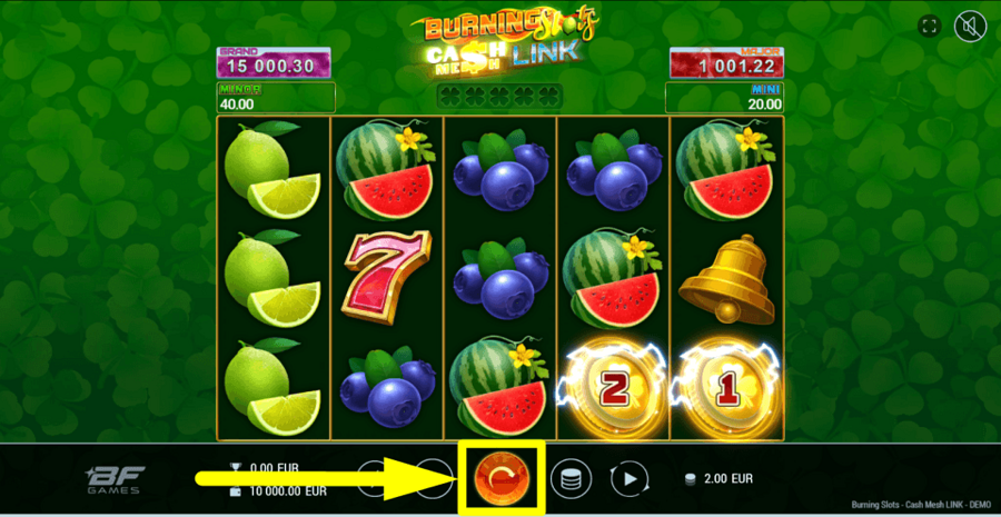 Burning Slots Cash Mesh Link Spin Button