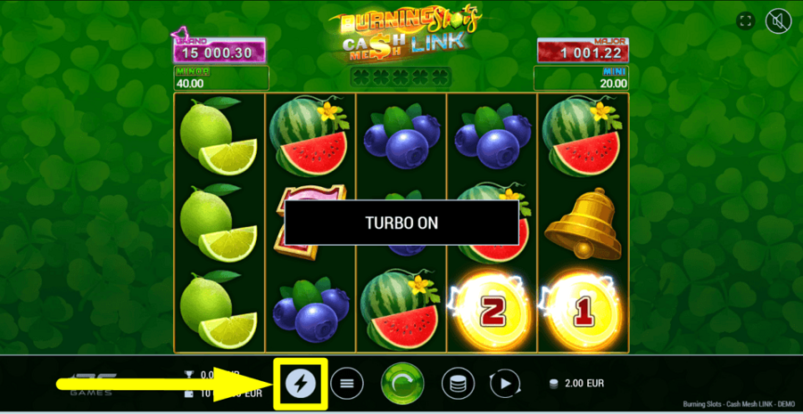 Burning Slots Cash Mesh Link Turbo Feature