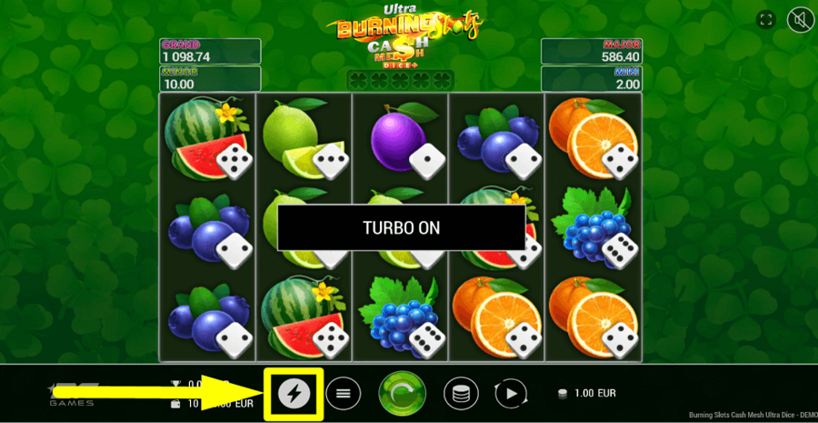 Burning Slots Cash Mesh Ultra Dice Turbo Feature