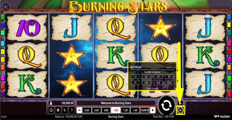Burning Stars Autoplay Feature