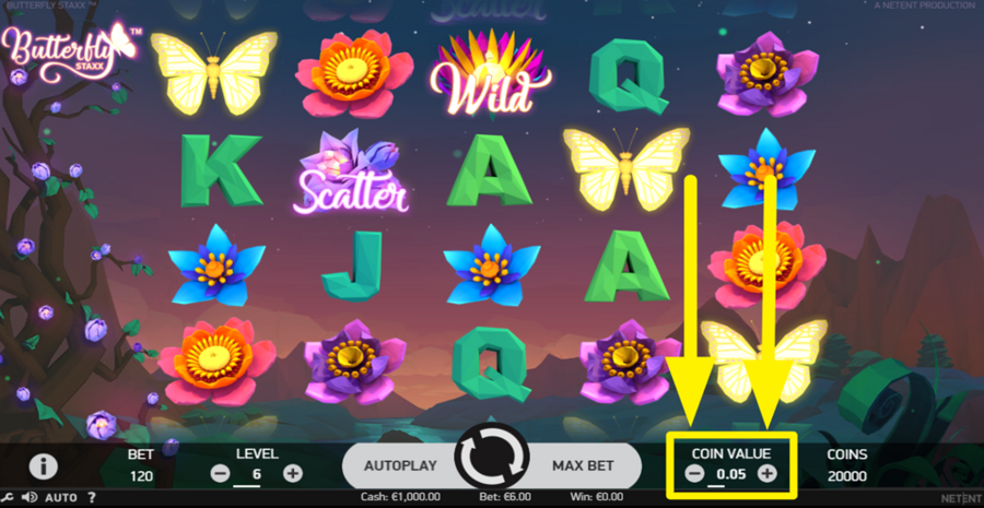 Butterfly Staxx Adjust Coin Value
