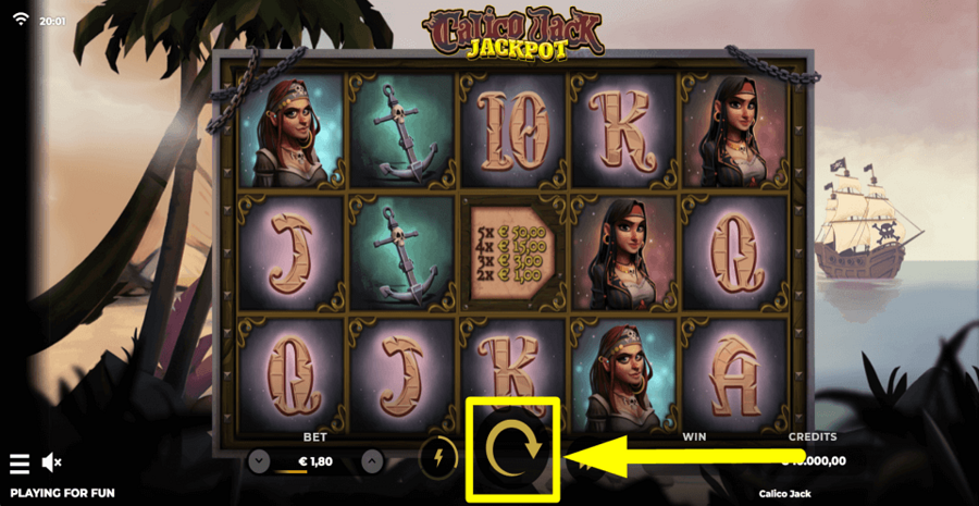 Calico Jack Jackpot Spin Button