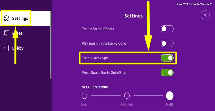 Candy Carnival Quick Spin Feature