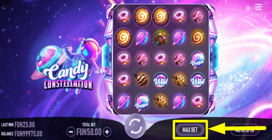 Candy Constellation Max Bet Button