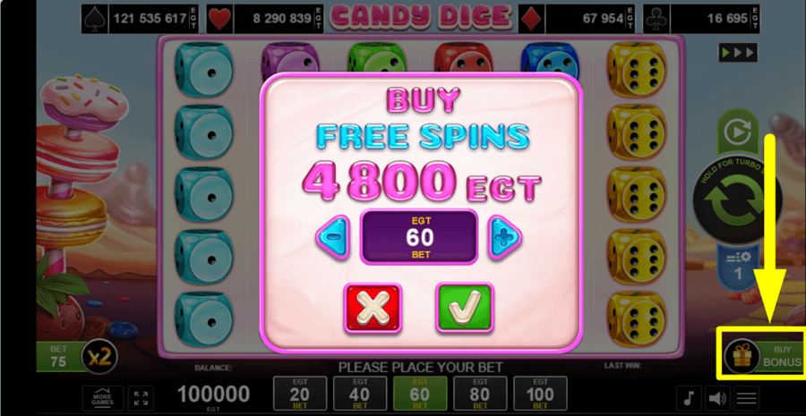 Candy Dice Buy Feature