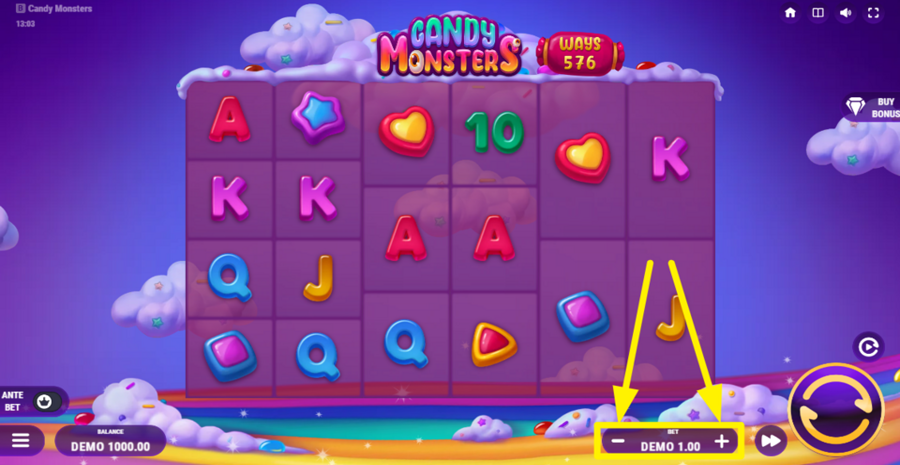 Candy Monsters Adjust Bet