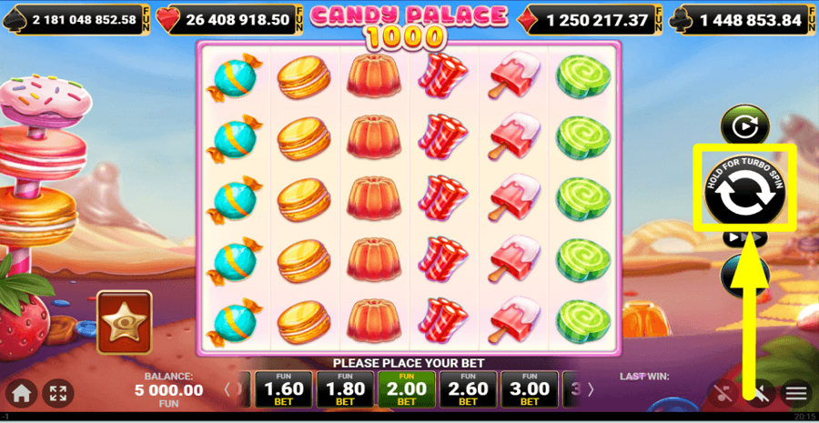 Candy Palace 1000 Spin Button
