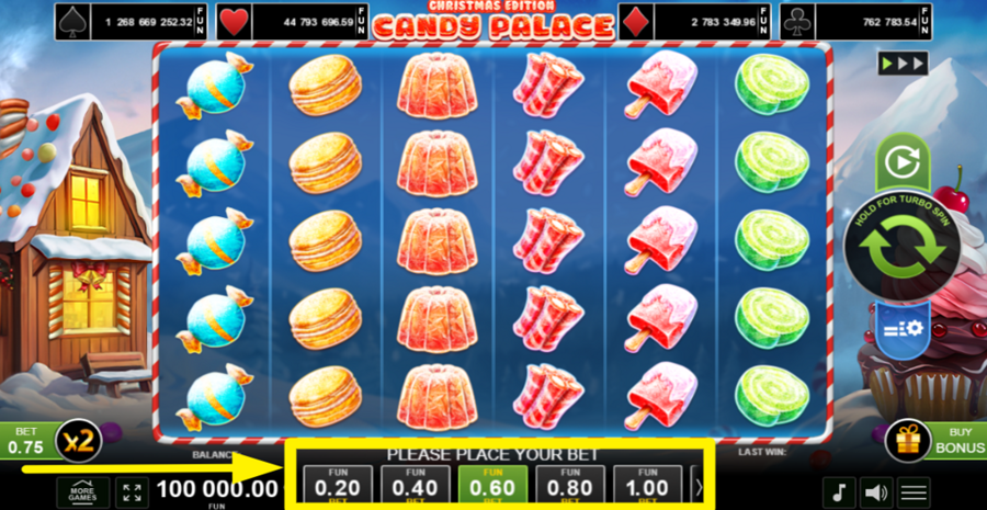 Candy Palace Christmas Edition Adjust Bet