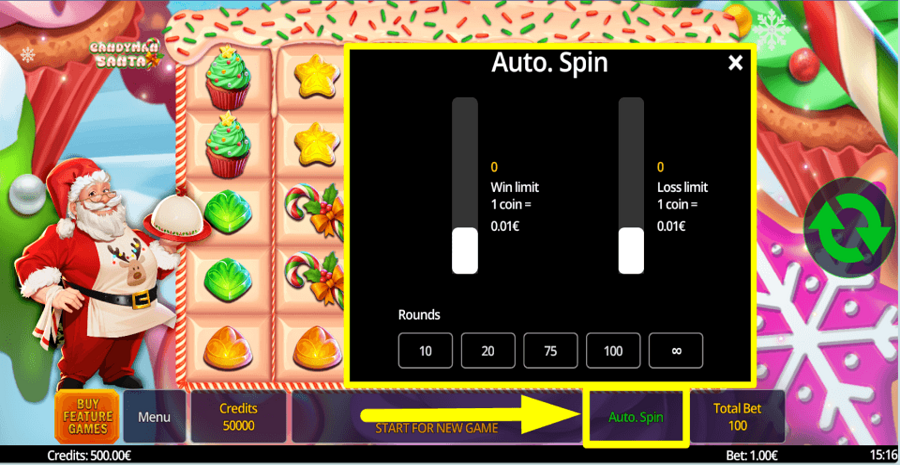 Candyman Santa Autoplay Feature