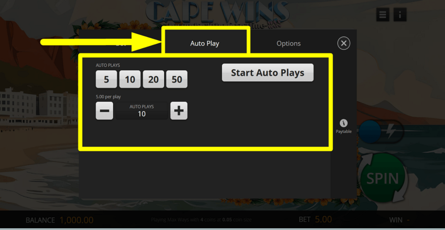 Cape Wins Legends Of The Coastline Autoplay Feature