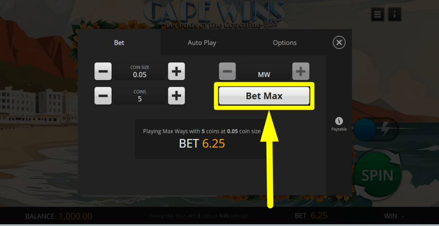 Cape Wins Legends Of The Coastline Bet Max Button