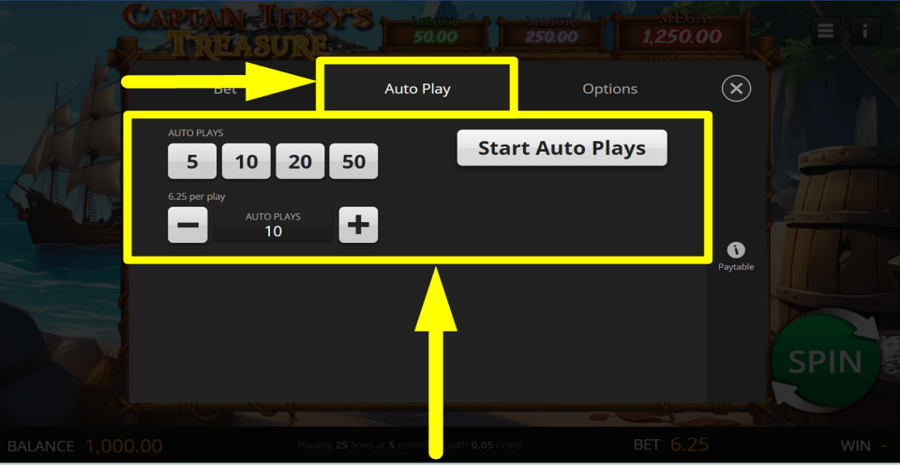 Captain Tipsys Treasure Autoplay Feature