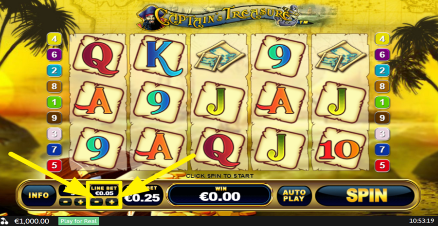 Captain Treasure Adjust Bet Per Line