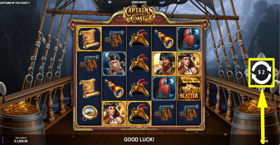 Captains Of The Coast 2 Spin Button