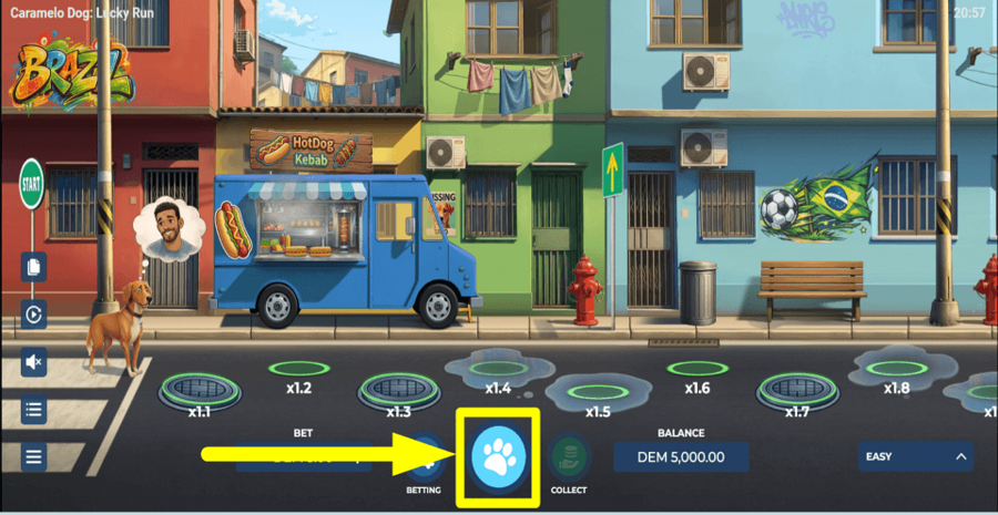 Caramelo Dog Lucky Run Paw Button