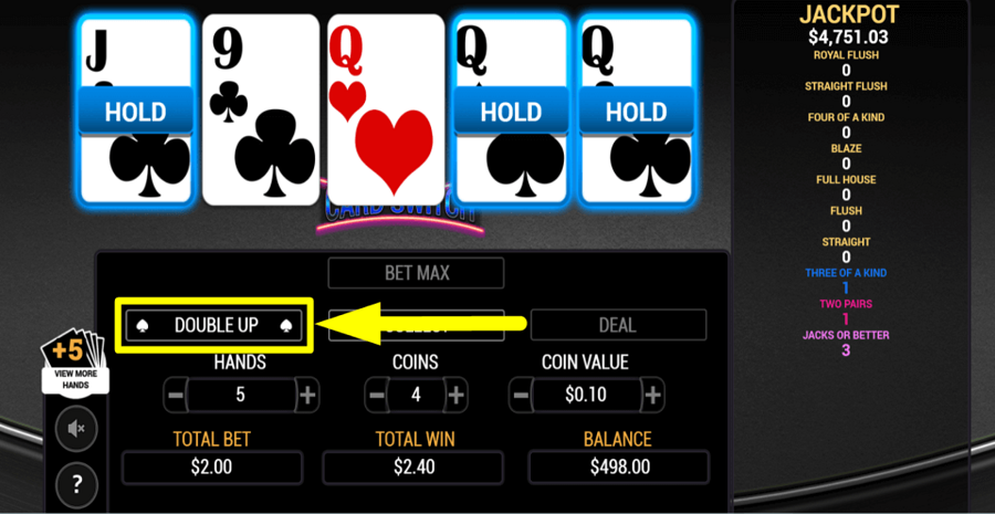 Card Switch Double Up Button
