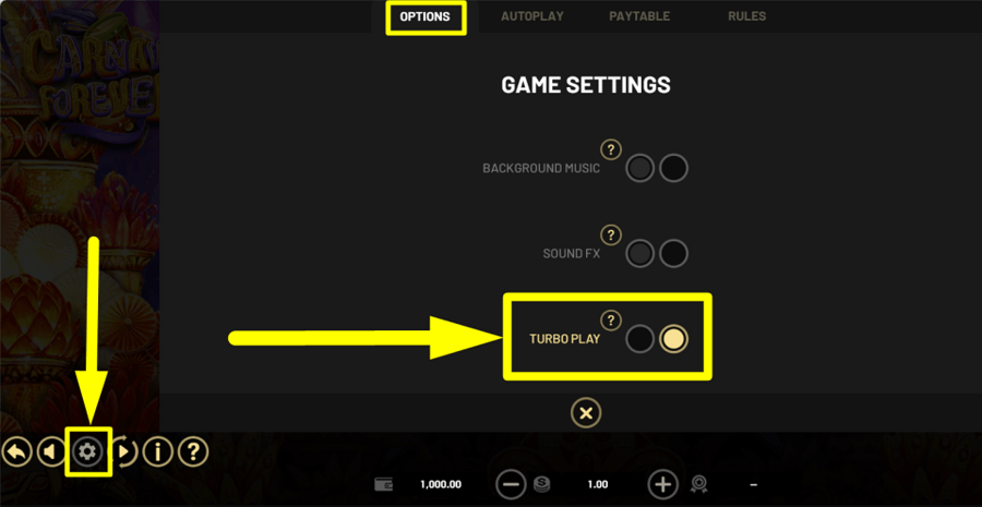 Carnaval Forever Turbo Play Feature