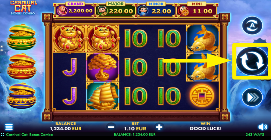 Carnival Cat Bonus Combo Spin Button