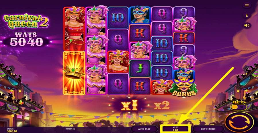 Carnival Queen 2 Adjust Bet