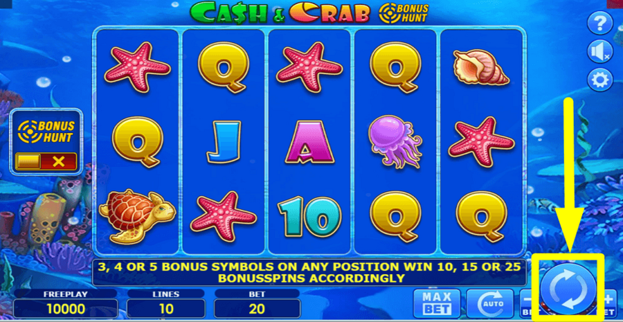 Cash And Crab Bonus Hunt Spin Button