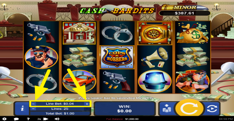 Cash Bandits Adjust Line Bet