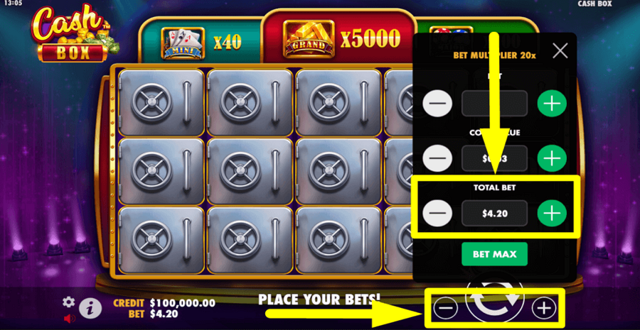 Cash Box Total Bet Value