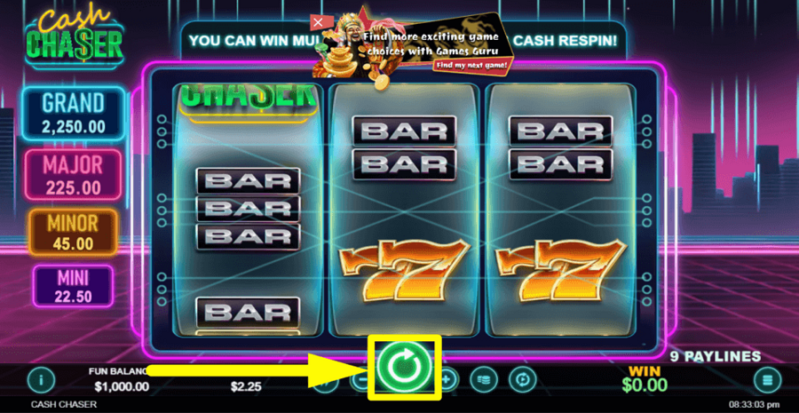 Cash Chaser Spin Button