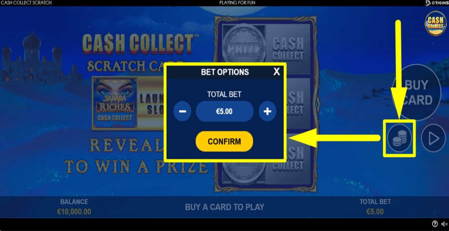 Cash Collect Scratch Card Bet Value