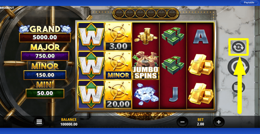 Cash Eruption Big Bank Breakout Autoplay Feature