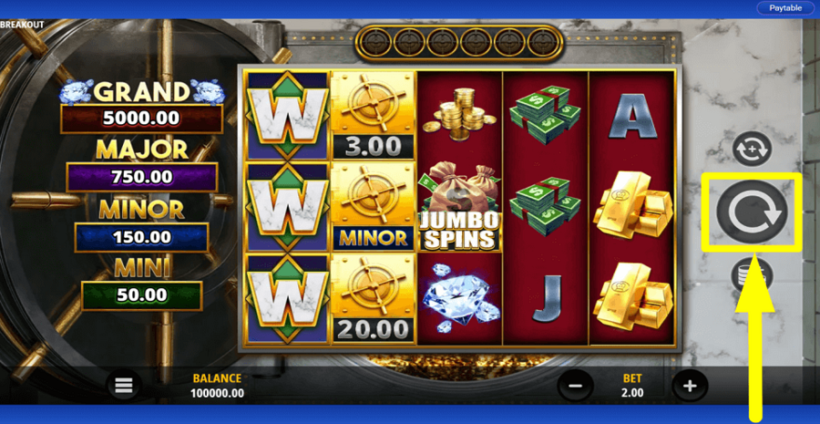 Cash Eruption Big Bank Breakout Spin Button