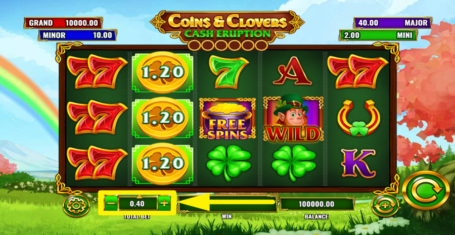 Cash Eruption Coins And Clovers Adjust Bet