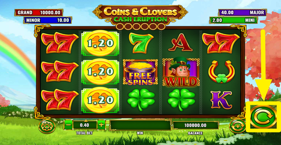 Cash Eruption Coins And Clovers Spin Button
