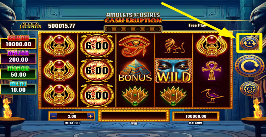 Cash Eruption Megajackpots Amulets Of Osiris Autoplay