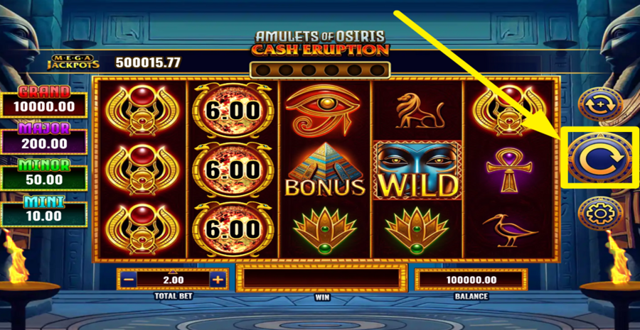 Cash Eruption Megajackpots Amulets Of Osiris Spin