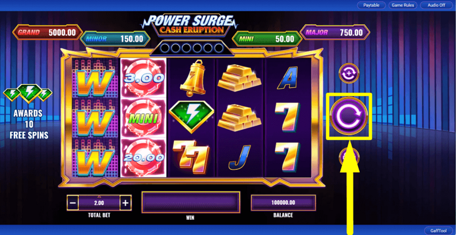 Cash Eruption Power Surge Spin Button