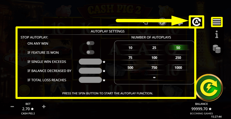 Cash Pig 2 Autoplay Feature