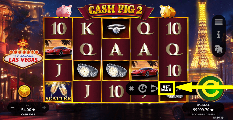 Cash Pig 2 Bet Max Button