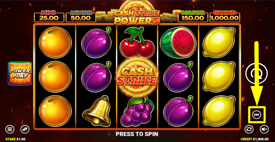 Cash Strike Power 5 Fast Play Feature