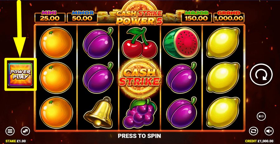Cash Strike Power 5 Power Play Feature