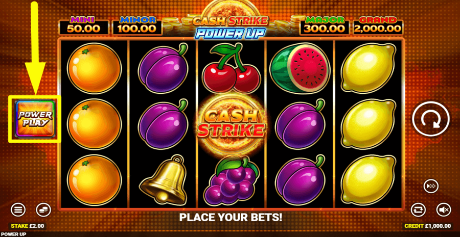Cash Strike Power Up Power Play Feature