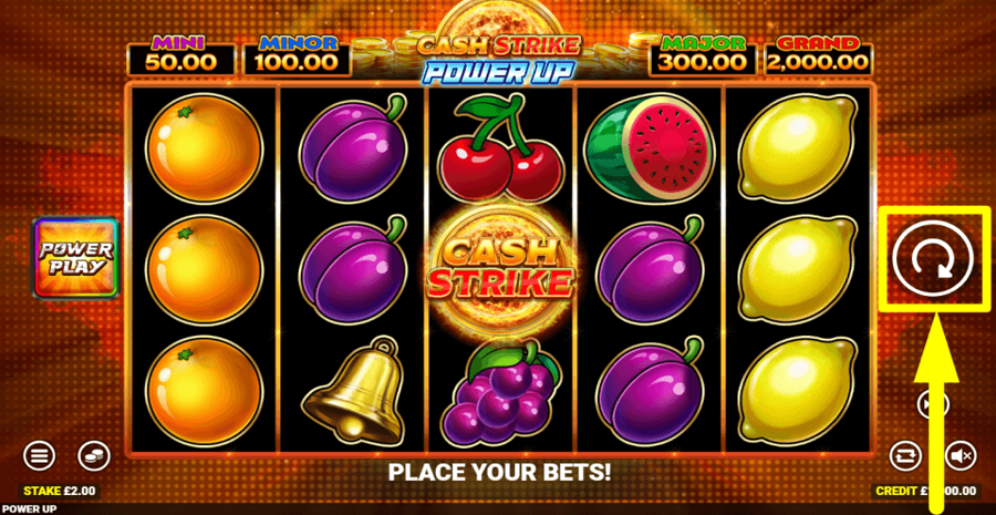 Cash Strike Power Up Spin Button