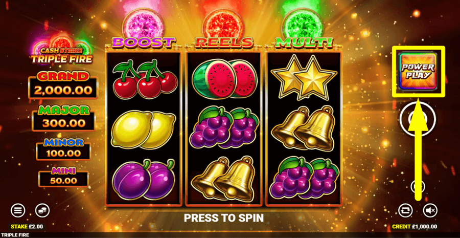 Cash Strike Triple Fire Power Play Feature