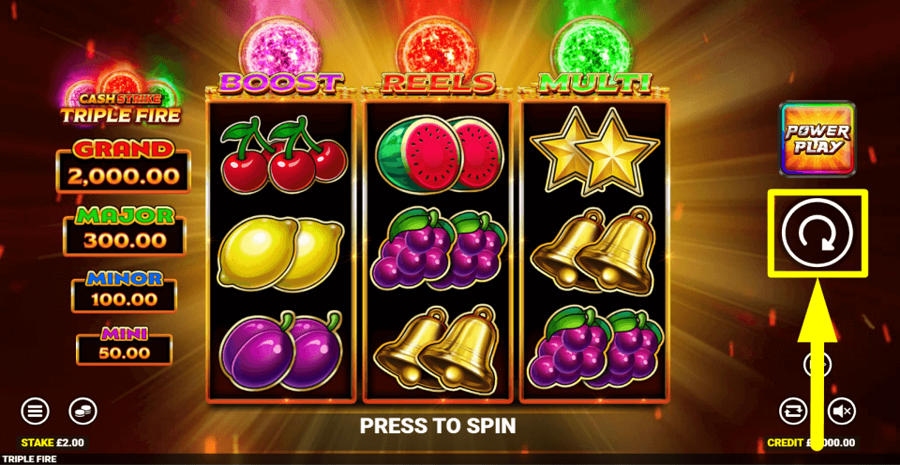 Cash Strike Triple Fire Spin Button
